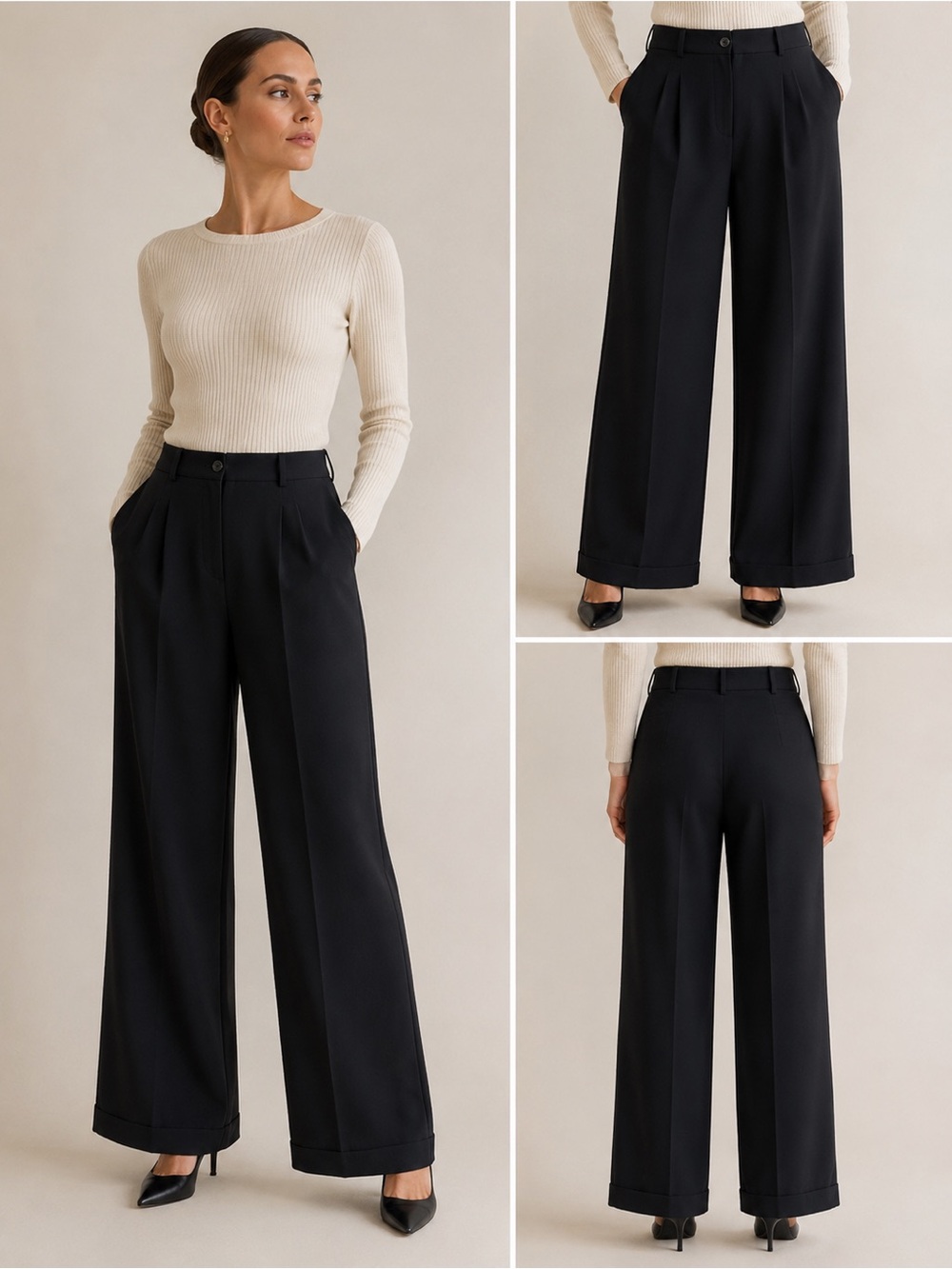 Vintage Rena Rowan Wide Leg Pleated Pants